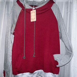 New w/ Tags, Women’s Maroon and Grey Hoodie, Sz XL (Fits like M/L) MSRP $40
